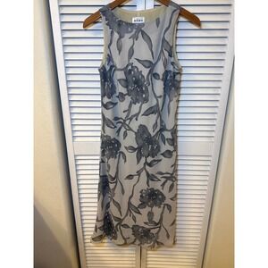 Ruby Womens Grey White Floral Watercolor Sleeveless Midi Dress Size M pullover